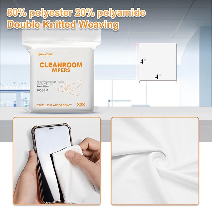 Microfiber Wipes 4"x4"(400 Pcs,Class 100, 180GSM) Superfine Lint Free Cloths Cleaning and Drying Cloths Reusable Ultra Absorbent for All Surface Types