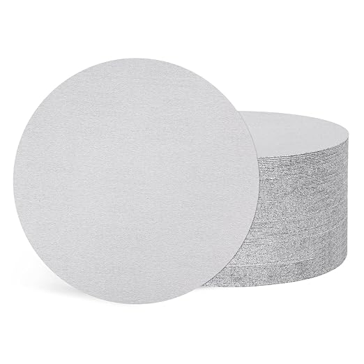 Kozelo 50 Pcs Sanding Discs 11 Inch 320 Grit Hook and Loop Random Orbital Sandpapers Suitable for Drywall Sander Wood Metal Furniture, White