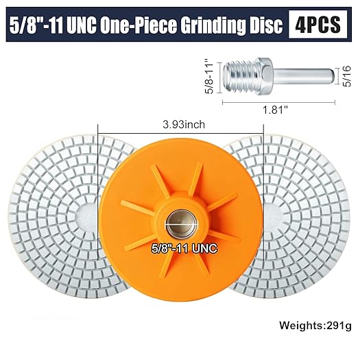 ACFAN 4" Diamond Polishing Pads Kit: Grind, Sand & Polish Concrete, Stone, Tile & More. Universal Fit for Angle Grinders/Drills (5/8"-11).Wet/Dry Application Discs for Granite, Marble, Ceramics.(3PCS)