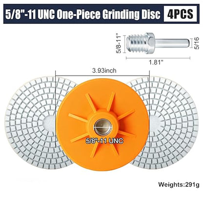 ACFAN 4" Diamond Polishing Pads Kit: Grind, Sand & Polish Concrete, Stone, Tile & More. Universal Fit for Angle Grinders/Drills (5/8"-11).Wet/Dry Application Discs for Granite, Marble, Ceramics.(3PCS)