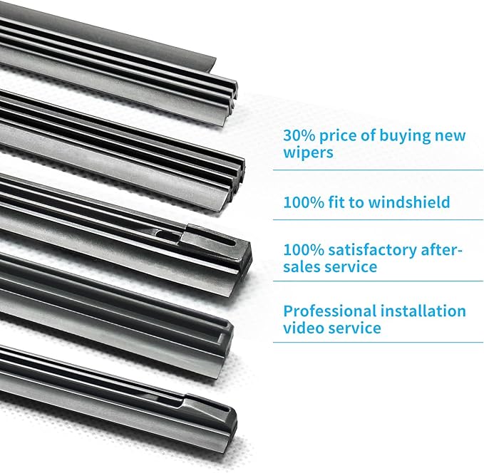 28 Inch Wiper Blade Refill, 4 PCs Windshield Wiper Refill Replacement for NWB Hybird Windshield Wiper Baldes Rubber Strip, Easy to Install 4PCS
