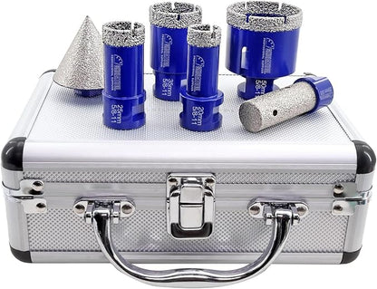 SHDIATOOL Tile Diamond Drill Bits Set,Porcelain Hole Saw, Cutter for Marble Ceramic Granite 6pieces(20/25/35/50/20MM/2 inch)