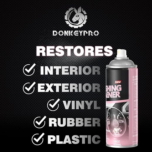 DONKEYPRO Polishing Cleaner, Car Interior Cleaner - Repels Dust & Staining, Restores & Protects Plastic, Vinyl, Leather Seats - UV Guard, Anti-Aging, Interior Detailer Spray with Iron Can(2 x 15oz)