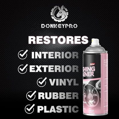 Donkeypro Polishing Cleaner, Car Interior Cleaner - Restores & Protects Plastic, Vinyl, Leather Seats, Dashboard - UV Guard, Anti-Aging, Interior Detailer Spray with Iron Can - 15 Fl Oz