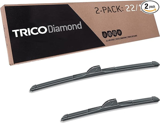 TRICO Diamond 22" + 16" Premium Automotive Replacement Windshield Wiper Blades (Set of 2), Passenger and Driver Side All-Weather Beam Wiper Blades for Select Vehicle Models