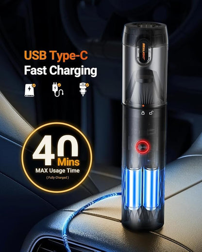 SEALIGHT Handheld Car Vacuum Cleaner, 4 in 1 Mini Vacuum Cleaner Air Duster, High Power Suction with Multi-Nozzles for Car, Home, Office, Pet (Grey)