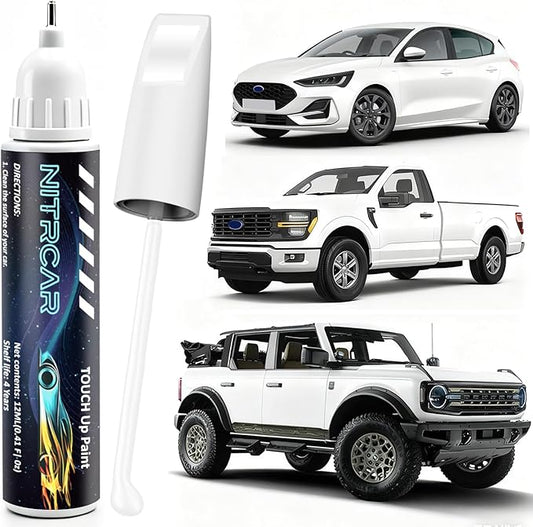YZ/Z1/M6887 Oxford White Touch Up Paint for Ford,2-in-1 Scratch Repair Kit with 2PCS Disposable Micro Applicators, Quick & Easy Premium Scratch Remover for Deep Scratches