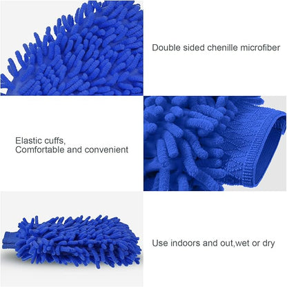 5 Pieces Car Wash Mitts Chenille Microfiber Double Sided Scratch-Free Wash Mitt