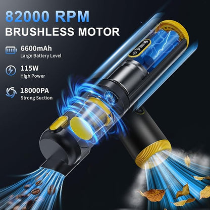SEEDUSTRY Handheld Car Vacuum Portable Cordless, 6-in-1 Mini Cordless Vacuum Cleaner with Brushless Motor & 18000Pa Powerful Suction, Type-C Charge, 2025 Mini Vacuum V-C08 Pro for Car Home Office Pet