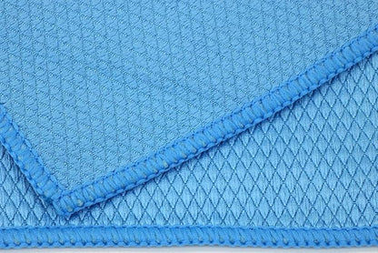 [Diamond Glass] Microfiber Window and Chrome Microfiber Towel (16"x16") Blue - 10 Pack | Streak-Free, Lint-Free Glass Cleaning