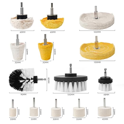 Unicaravan Aluminum Wheel Polishing Kit for Drill Buffing Wheel for Car Motorcycle Wheel Rim Manifold Polishing for Stainless Steel Chrome Wood Plastic Ceramic Glass Woods Machine Jewelry etc 14PCS
