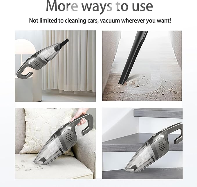 BZY Handhled Vacuum Cordless Portable,16500Pa High Power Rechargeable with Multi Accessories Lightweight Small Portable Dust Busters Cordless Rechargeable for Car,Office and Home Cleaning Grey
