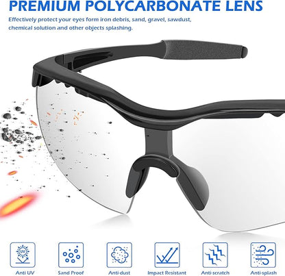 OXG Safety Glasses for Men Women, Impact & Scratch Resistant ANSI Z87.1 Safety Goggles Eye Protection UV-Block