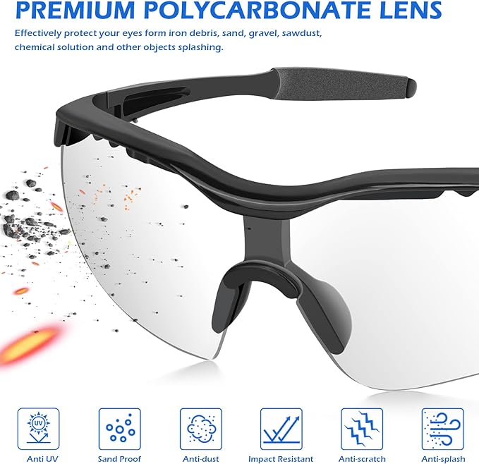 OXG 6 Pack Anti-Fog Safety Glasses, ANSI Z87+ Impact & Scratch Resistant Protective Eyewear for Work, Lab, Construction