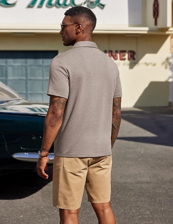 COOFANDY Mens Polo Shirts Short Sleeve Casual Summer Polo Tee Classic Collared Golf Stylish Tops