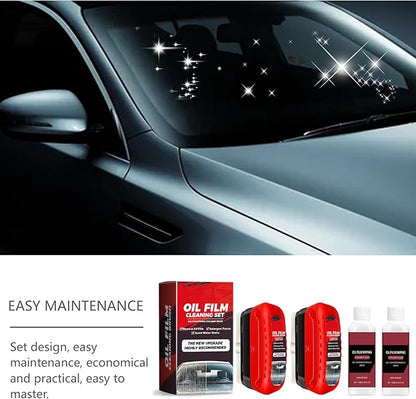 Automotive Oil Film Cleaning Brush,Anti-Fog Clear Vision Glass Cleaner,Car Windshield Cleaner for Water Spots and Grime,Improves Glass Clarity and Visibility(2Pcs)