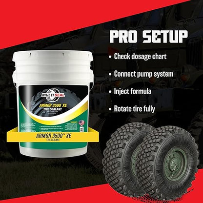 Multi Seal Armor 3500 XE Industrial-Grade Tire Sealant - Maximum Protection Formula - Extreme Environment Defense - Seals Largest Punctures - Tubeless Tire Sealant - 5-Gallon Pail
