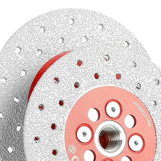 LOZLIN 3PCS 115MM Vacuum Brazed Ultra-Thin Multi-Pore Flat Abrasive Sheet Disc for Porcelain Glass Ceramic Tile Granite Marble Diamond Saw Blade (red and Porous, 1)