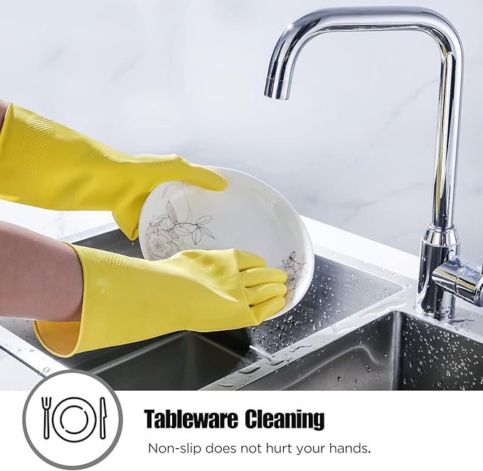 IUCGE Rubber gloves dishwashing 2 or 4 Pairs for Kitchen,Cleaning gloves for household Reuseable.