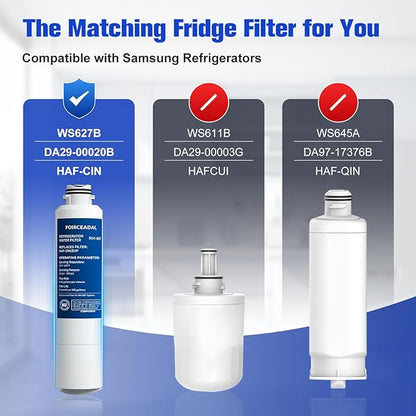 DA29-00020B Water Filter Replacement for Samsung HAF-CIN/EXP, DA29-00020A/B, DA97-08006A-1, RF28HMEDBSR, RF263BEAESR, Pur Water Filter Accessories 2 Pack