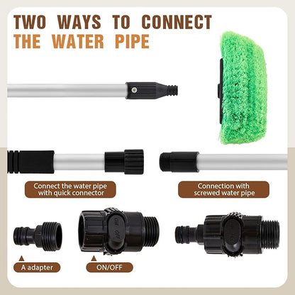 Maxdot 60 Inch Car Wash Brush with 10 Inch Soft Bristle Head for Flow-Thru On/Off Switch for Car Truck Boat Cleaning Washing House Siding, Auto Cars, Trucks, SUV, Rv, Floors(Green)