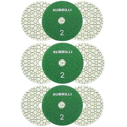 3 Step Diamond Polishing Pads 9-Pcs Step 2 Abrasive Disc for Granite Quartz Marble Concrete Terrazzo