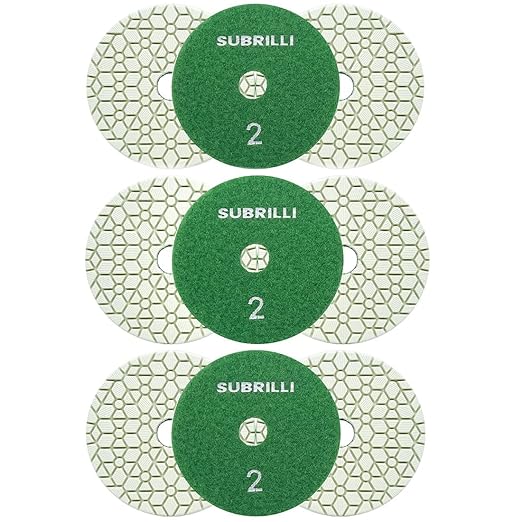 3 Step Diamond Polishing Pads 9-Pcs Step 2 Abrasive Disc for Granite Quartz Marble Concrete Terrazzo