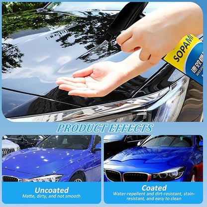 Sopami Car Coating Spray, 17.6 oz Quick Effect Coating Agent,Sopami Quickly Coat Car Wax,Sopami Car Scratch Wax Polish Spray Waterless Wash,Sopami Oil Film Emulsion Glass Cleaner(2PC+2*Sponge+2*Cloth)