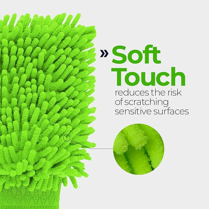 Premium Chenille Car Wash Mitt - Ultra-Soft, Scratch-Free, and Lint-Free Microfiber Mitt for Superior Car Wash Kit, Car Detailing, and Car Cleaning Supplies (2)