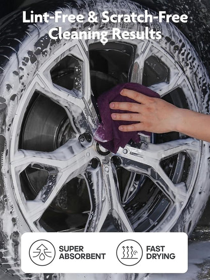 Fantasticlean Microfiber Cleaning Cloth Roll -90 Pack, Tear Away Microfiber Towels, 12" x 12", Reusable, Washable, Scratch Free, Ultra Absorbent for All-Around Cleaning Supplies (Deep Purple)