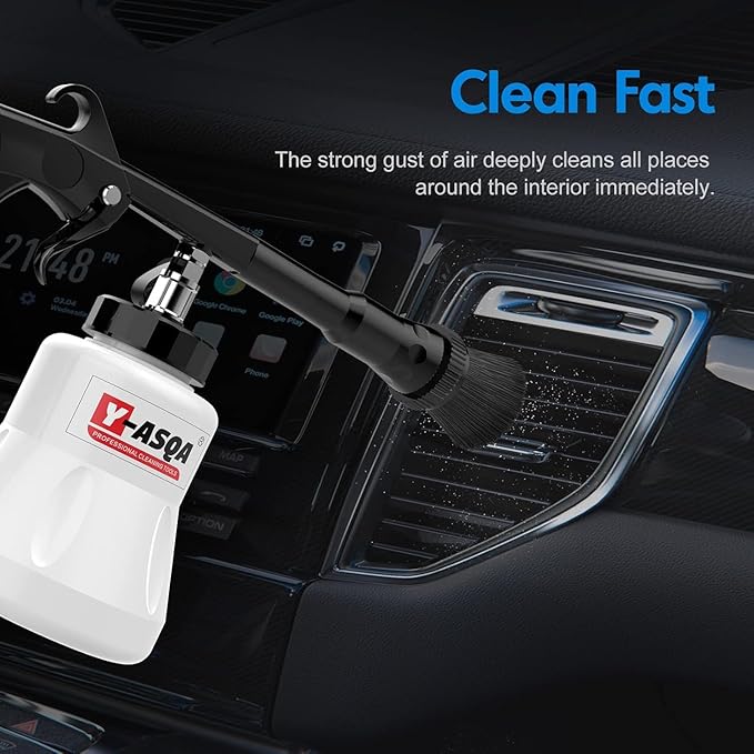 Y-ASQA Car Cleaning Gun Professional Deep Stain Removal air Pulse car Detail Thicken Cleaner Gun for Upholstery Carpet seat Canopy Interior Detailing Cleaning Kit