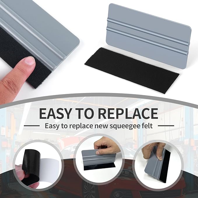 10 Pack Vinyl Wrap Squeegee 6 Inch Felt Edge Window Film Tint Decal Applicator Scraper Wallpaper Smoothing Tool with 10 Pcs Black Felt Fabric
