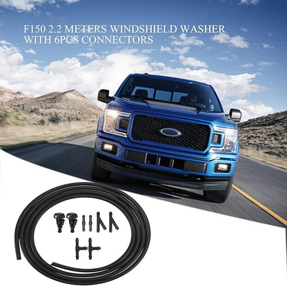 Windshield Washer Nozzles Kit Compatible with Ford F150 2004-2013 Front Windshield Spray Nozzles Wiper Spray Washer Jet and Hose repair kit with Connector Replaces # 3W7Z17603AA