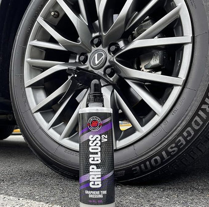 LimitlessCarCare Grip Gloss V2 Tire Dressing - Deep Black Finish W/Graphene Non Greasy Car Detailing | Ceramic Coating Like Tire Protection