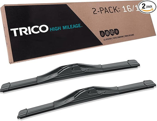 TRICO Solutions™ High Mileage 16 Inch Pack of 2 High Performance Automotive Replacement Windshield Wiper Blade for Select GMC, Chevrolet, International, Jeep, Peterbilt Models (56-1616)