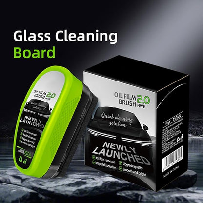 FAIRYTALESPACE Automotive Oil Film Cleaning Brush, Car Glass Oil Film Cleaner - Efficient Windshield Cleaner with Fog Prevention and Clarity Enhancement (2pcs, Green)