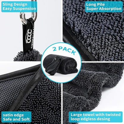 Crystal Clean 1300GSM Car Drying Towel - XL (24x36) Microfiber Towels for Cars with Double Twisted Loop, Professional Detailing Towel for Car Detailers - Quick Dry, Paint Safe & Swirl-Free