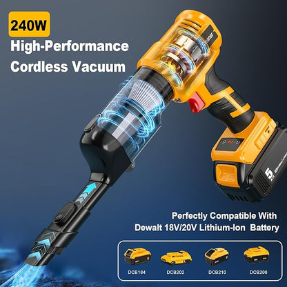 Adisipsoarin Cordless Vacuum Cleaner for Dewalt 20V Battery, Electric Handheld Vacuum Cleaner with 105AW Powerful Suction, Portable Vacuum Cleaner for Floor, Carpet, Car, Home (Battery Not Included)
