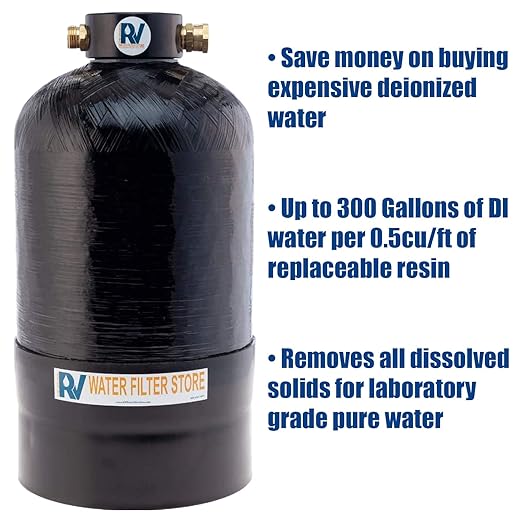 Essential Portable Water Deionizer .5cu/ft DI Resin w Custom Hose, Long Lasting 300 Gallons, 3/4" Fittings, Provides Deionized Water on Demand for Mobile Spot Free Car Washing