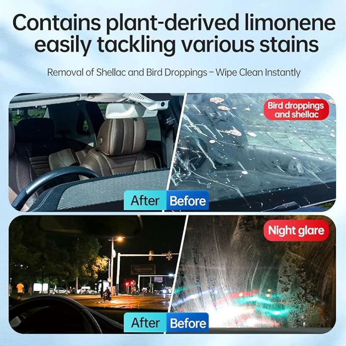 Glodway Car Glass Windshield Cleaner,Oil film Remover, Streak-Free Shine on Windows, Windshields, and Mirrors, Ammonia Free, for Auto and Home,4.58 OZ,3 Pack