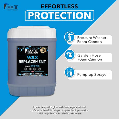 Image Wash Products Wax Replacement (Foamable) - Protectant for Any Size Vehicle. Foam On/Rinse Off (5 Gallon)