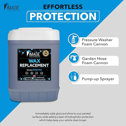 Image Wash Products Wax Replacement (Foamable) - Protectant for Any Size Vehicle. Foam On/Rinse Off (5 Gallon)