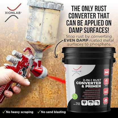 2-in-1 Rust Converter & Metal Primer, Black Rust Inhibitor Paint for Metal, Automotive Rust Reformer, Industrial Grade Water Based, Heat Resistance & UV Resistant. Made in the USA. As Low As ~$0.12 Per Sqft*
