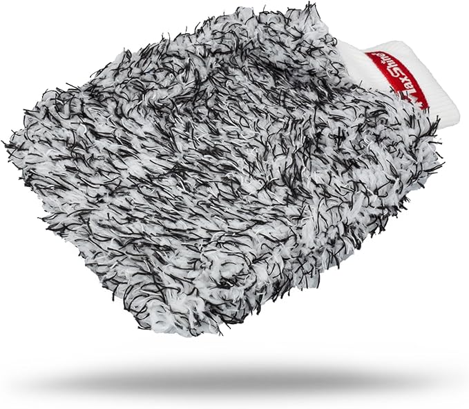 Maxshine Universal Black & White Microfiber Wash Mitt – Premium Scratch-Free, Lint-Free Mitt for Washing Cars, Trucks & Motorcycles – Reusable Auto Detailing Accessory