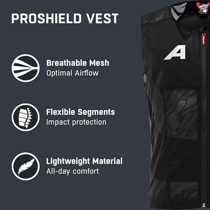 ALPINA Proshield Back Protector Vest Men, Lightweight Flexible Spine Protection for Skiing Snowboarding, Black