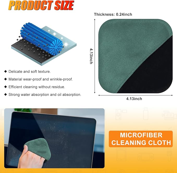 SuperKaKa Car Screen Cleaner- Vehicle Touchscreen Microfiber Cleaning Cloth, Touch Screens Clean Wipes Cars Interior Accessories Universal for Tesla Dashboard Display (Green)