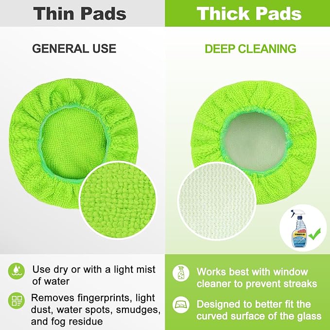 XINDELL 5 Pack Microfiber Pads – Replacement Heads Cover for Xindell Windshield Cleaner Tools. Washable & Reusable Triangle Pads (Green). Fits Window Reach Tool - Handle Not Included