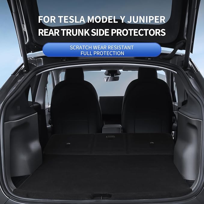 SHINELINERS Rear Trunk Side Protectors for Tesla Model Y Juniper 2025-2026, 2PCS TPE Side Panel Guards, Cargo Area Protective Covers