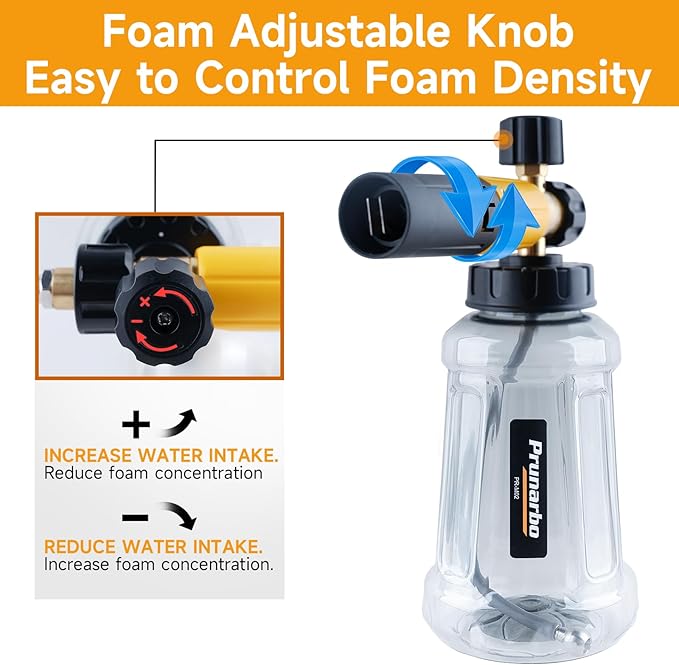 Snow Foam Cannon for Pressure Washer, Heavy Duty Brass Car Wash Swivel Gun 5650 PSI Soap Lance Blaster for Car Washing with 1/4” Quick Connector 5PCS Nozzle Tips kit Vehicle Cleaning Tool