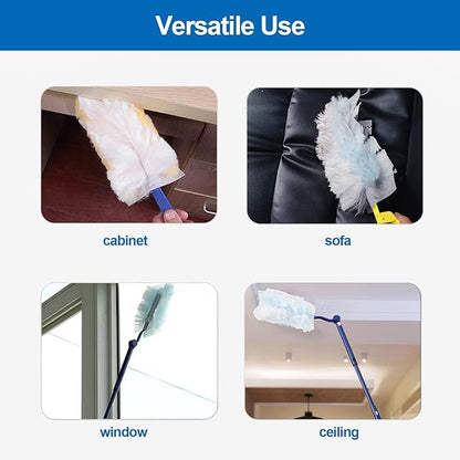 Replacement Handles Compatible with Swiffer Duster Refill, Swiffer Duster Extended Handle,Foldable & Extendable Dust Handle Only(Blue 3pcs)